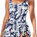 Eomenie One Piece Swimdress Swimsuits for Women Tummy Control Swim Dresses Skirt Bathing Suit, 2XL