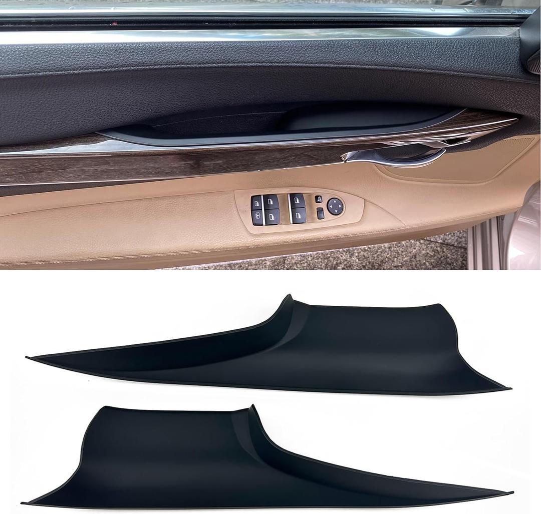 Car Door Handle Cover Fit For BMW 7 Series F01 F02 730Ld 740i 740Li 750i 750Li 760Li 2009-2015 Front Row Left and Right Interior Door Pull Handles Protective Decorate Covers (F01 F02 Front Row Black)