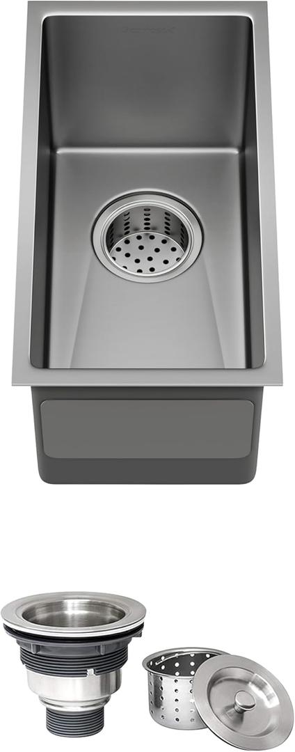 BarWorkstation Sink - 10 x 17 Inch, 304 Stainless Steel Undermount Single Bowl