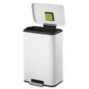 EKO Madison 50L White Trash Can, Kitchen Trash Can, Brushed Steel, Bathroom Trash Can, Heavy Duty Pedal, Trash Cans, Soft Close, Bathroom Trash Cans