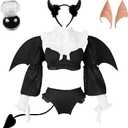 Juejuezi Kitagawa Cosplay Devil Costume Outfit My Dress Up Darling Dress Halloween Costumes for Women (Black, M)