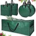 5 Pack Christmas Storage Bags,7.5 ft Green Christmas Tree Large Bag, 24" Wreath Containers and 25" Garland Packing Tote Moving Bags with Handle Zipper for Artificial Xmas Tree Wreath Garland