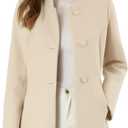 Allegra K Women's Winter Overcoat Mid-Long Stand Collar Single Breasted Coat Outerwear (Beige)