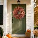 26" Artificial Fall Eucalyptus & Fern Wreath for Front Door Decor(Orange)