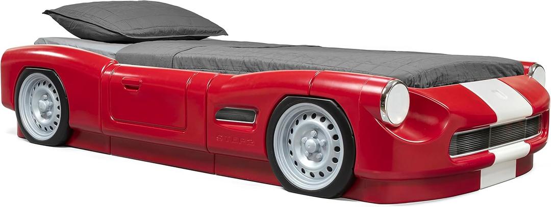 Step2 Roadster Toddler-to-Twin Bed, Crib to Twin Transition Race Car Bed, Adjustable, Ages 3+ Years Old, Easy Assembly, Red