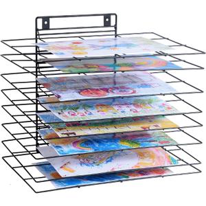 Premium Iron Art Drying Rack with 8 Removable Shelves for Classroom - 16.1 x 11.9 x 13.8 Inches - Art Storage Organizer and Painting Drying Shelf (Wall-Mounted)