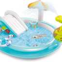 Intex Gator 6.6' x 5.6' x 4" Outdoor Inflatable Kiddie Pool Water Play Swim Center