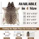 jinchan Zebra Print Area Rug Faux Skin Cowhide Animal Design Mat Faux Suede Indoor Floorcover for Bedroom Living Room 5x6 Safari Design