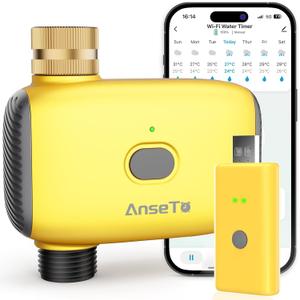 WiFi Water Timer for Garden WiFi Sprinkler Timer Outdoor, Irrigation Timers 1 Outlet Brass Inlet WiFi Hose Timers with APP Remote Control/Rain Delay/Manual for Garden/Lawn/Yard Watering System