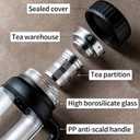 32oz Tea Infuser Bottle - Large Glass Water Bottle with Removable Infuser for Loose Leaf Tea & Fruit, Leakproof, Lead-free, Wide Mouth for Easy Cleaning - Handle for Hot & Cold Beverages (Black)