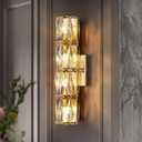 Crystal Wall Sconces Lighting, Modern Gold Wall Light Fixture, Elegant Vanity Wall Lighting Mount for Living Room Bedroom Bathroom Crystal Vanity Light Fixture for Indoor Hallway Doorway Stairway (Gold-4 Layer)