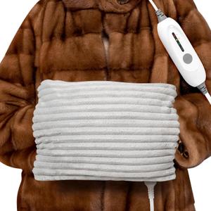 Electric Hand Warmer, Soft Flannel Heated Gloves, Hand Warmer Pouch, Double-Sided Heating Pad for Hands Pain Relief Fingers Arthritis for Women Men Elder, Auto Off & 3 Heat Levels, Light Gray