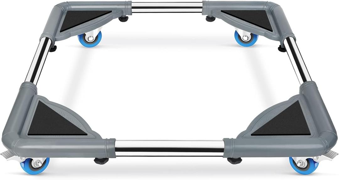 SPACECARE Mini Fridge Stand Furniture Dolly Mobile Roller with 4 Locking Wheels-Base Adjustable Refrigerator Washing Machine Stand Moving Cart- Appliance Dolly Cart Roller Pedestal -Grey (Gray)