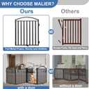 Malier Metal Freestanding Dog Gates with Door, 32'' Height Outdoor Indoor Dog Fences, 96'' Extra Wide Foldable Puppy Gate Free Standing Tall Pet Gate for Stairs, Hallways, Yard (Black, 4 Panels)
