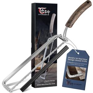 SYOKAMI 2026 Upgrade Bread Knife for Homemade Bread, World's 1st Real Bow-Design Sourdough Bread Slicer, Razor-Sharp Cutter for Crusty Sourdough & Baguette, 4 Thickness Scale Marks, Gift for Mom