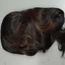 Ucubb Black Mixed Brown Wig for Black Women 14 Inch Short Wavy Hair Wigs Curly Bob Wig with Bangs Wigs Shoulder Length Wigs for Black Women Bob Style Synthetic Heat Resistant