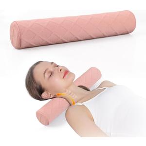 Cozyhealth 3.1" H Small Cervical Roll Pillow, Medium Soft Memory Foam Neck Round Pillow Cylinder Bolster Pillow for Sleeping, Round Neck Support for Bed, Legs, Back and Yoga (Pink, Small - 3.1" H)