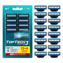 Razor 3 for Men - Replaceable Cartridges for Manual Shaving Razor - 3-Blade Technology Refills - Fits Gillette Mach3 - Soft Shave Sharp Blades - Cost-Effective Refill (12 Refills)