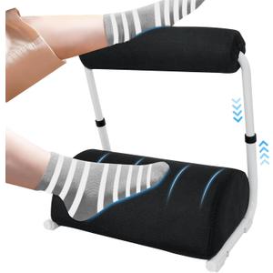 Ergonomic Under Desk Footrest & Adjustable Leg Rest - 2-in-1 Metal Frame Foot Stool with 3 Height Levels, Detachable Memory Foam Cushion & Non-Slip Base for Home & Office