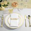 Goodluck 400 PCS Gold Plastic Silverware with Pocket Napkins for 100 Guests, Heavy Duty Disposable Cutlery Set & Linen Feel Napkins, Plastic Flatware with Guest Towels for Wedding, Party and Catering