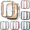 12-Pack Rc-Z Bling Case for Apple Watch 40mm SE (2nd Gen) Series 6 5 4 Screen Protector, Women Glitter Diamond Rhinestone Bumper Face Cover for iWatch Accessories 40 mm