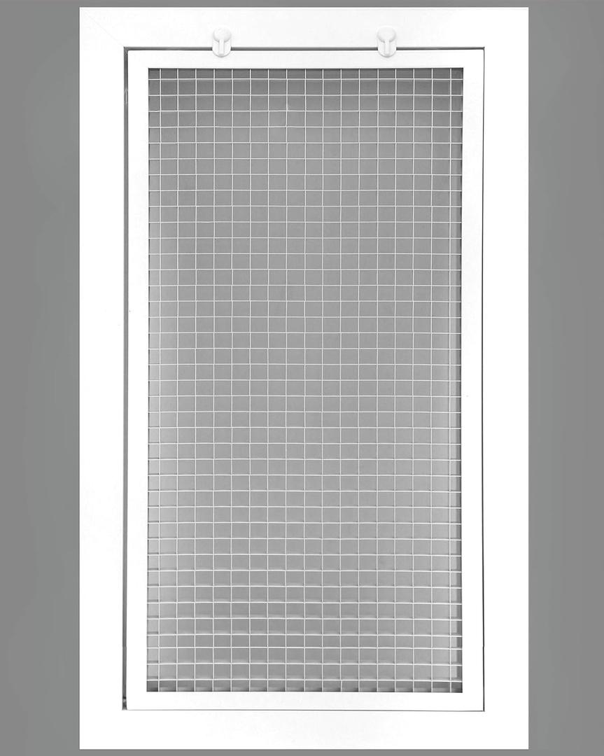 HVAC Premium 12'' x 18'' Cube Core Eggcrate Return Air Filter Grille for 1'' Filter - Aluminum - White [Outer Dimensions: 14.5 x 20.5]