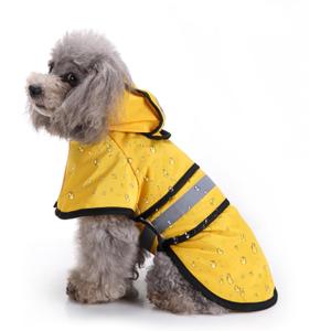 Dog Raincoat, Waterproof Windproof Rain Jacket with Reflective Strips and Leash Hole, Adjustable Fit Rain Coat for Small Medium Large Extra Large Dogs, Full-Body Coverage, Yellow, XXL