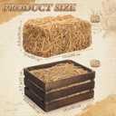 6 Pack 13 x 9 x 6 Inch Straw Hay Bale Stack Decoration Set Rustic Wooden Wagon Wheel Natural Hay Bales Boxes Western Cowboy Birthday Decor Photo Booth Props(Brown,Rustic)