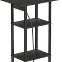Asgolion Tall End Table with Charging Station, Skinny Nightstand with USB Ports and Outlets, 3 Tier Narrow Side Table with Storage for Bedroom, Living Room, Office, Carbon Gray, 30"h