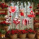 Pickmesh 6 Pcs 12" H Valentine's Day Metal Yard Sign Vintage Valentine Metal Yard Sign Barn Garden Stake for Planter Pot Walkway Pathway Outdoor Decor Lawn Decoration