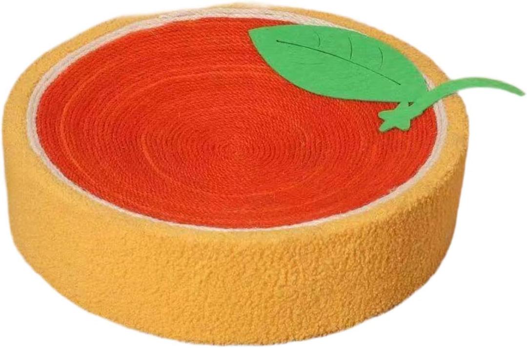 Sisal Round Cat Scratching Board Scratcher Bowl for Indoor Cats Wear Resistant Fruit Scratch Board for Kitty Kitten, Orange