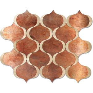 10 Sheet Arabesque Peel and Stick Backsplash Tile, Stick on Backsplash for Kitchen and Bathroom Wall, Retro Brown Look PVC Mixed Metal Aluminum