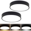 Somniferous 2 Pack 9 Inch Dimmable LED Flush Mount Ceiling Light Fixture, Modern Black Ceiling Light for Kitchen Bedroom Living Room Closet Hallway, 24W, 3000K/4500K/6000K