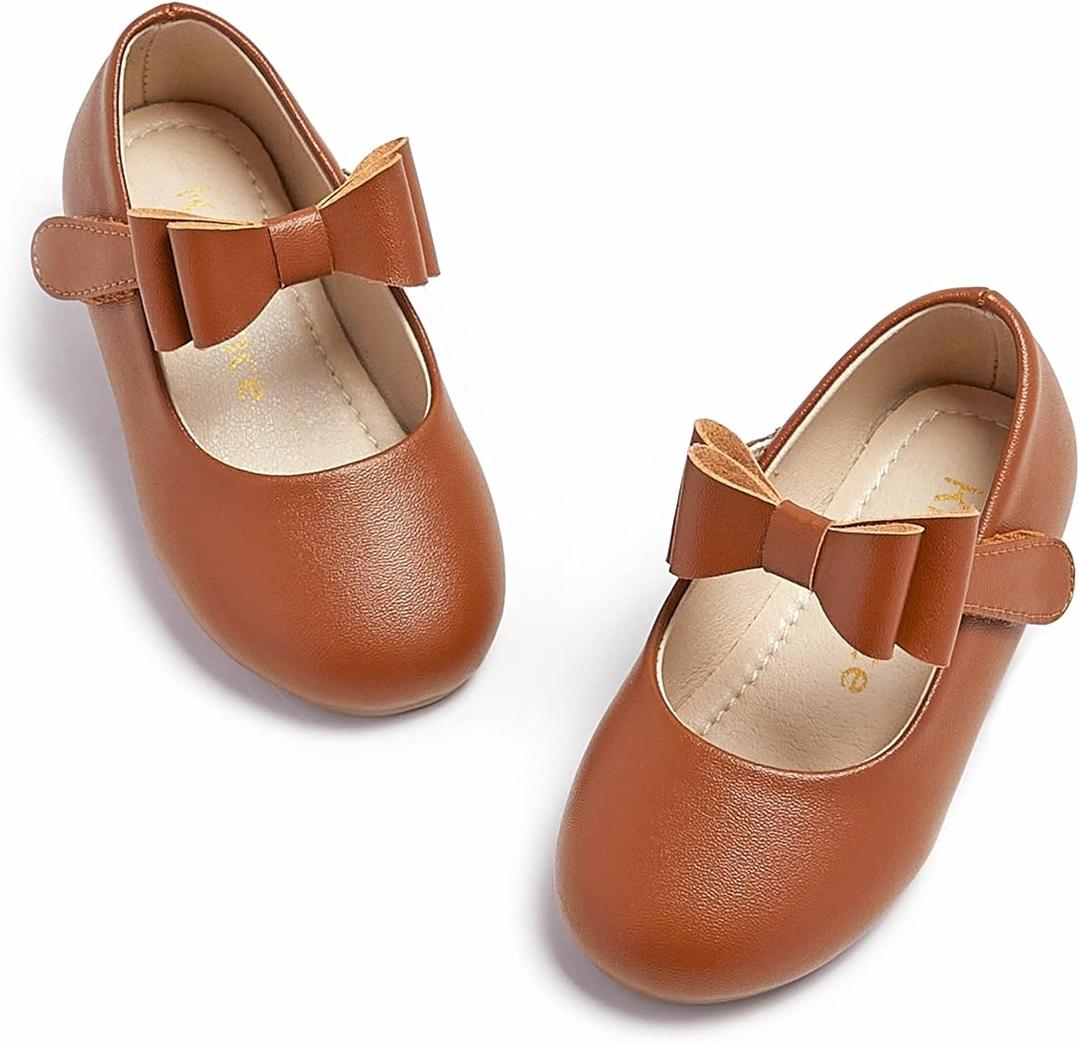 Kiderence Little Toddler Girls Dress Shoes Ballerina Ballet Flats Kids Mary Janes (Cl02 Brown) 9 Kiderence Little Toddler Girls Dress Shoes Ballerina Ballet Flats Kids Mary Janes (Cl02 Brown) 9
