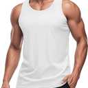 Men's UPF 50+ Tank Top Quick Dry Sleeveless Workout Muscle Shirt UV Protection Swimming Beach Summer T Shirts (L, White)