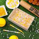 Landical 564 Pcs DIY Bead Keychain Kit Key Chain Making Craft Adjustable Letter Beads String Mama Sport Gift Alphabet Jewelry Backpack Accessories Holiday Party Favor(Softball,Yellow White)