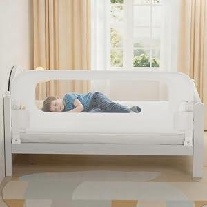 NUTIKAS Baby Bed Rail Guard for Toddlers - 78" Toddler Bed Rails for Twin, Full, Queen, King Bunk Size Bed Swing Down Bedrail Extral Tall Child Safety Side Railing Guards for Kids White