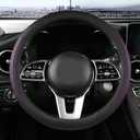 Car Steering Wheel Cover, Leather Steering Wheel Cover Purple Universal 14.5-15 Inch Microfiber Leather Anti-Slip Breathable Auto Steering Wheel Covers for Men Women (Black&Purple)