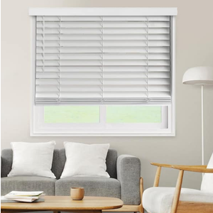 Pre-Cut White Cordless Room Darkening Faux Wood Blind with 2 in. Slats 51 in. W x 60 in. L