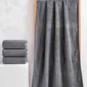 sakano 6-Piece Microfiber Bath Towel Set - Quick-Drying Bath Towels,Absorbent& Lint Free Soft Launder for Family, Gym, and Spa -Dark Gray, 28 x 55 inches