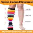 4 Pairs Plus Size Compression Socks for Women & Men, Extra Wide Calf 20-30 mmhg Knee High Compression Stockings for Circulation Swelling Support