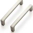 Ravinte 5 Pack Solid 3-3/4 Inch Square Cabinet Handles - Brushed Nickel Drawer Pulls - Kitchen Hardware