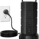Power Strip Tower Surge Protector, JACKYLED 16 Outlets 6 USB (2 USB C) Charging Station, Extension Cord with Multiple Outlets, 1050J 1625W/13A Outlet Extender 6.5ft Extension Cord for Home Office