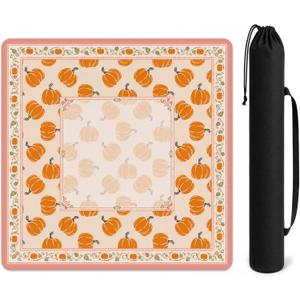 Orange Fall Pumpkin American Mahjong Mat 31.5 X 31.5 Inch