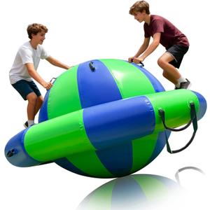 OZIS 6.5x3.6 FT Inflatable Dome Rocker Water Bouncer with Electric Pump, 380 LBS Weight Capacity, Bounce, Climb & Tilt Toy with 6 Handles, Giant Outdoors Blow Up Bouncer Ball for Pool, Backyard, Lake, 78 inches x 43 inches