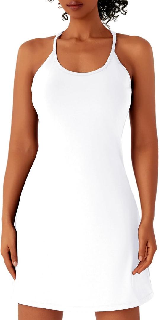 Womens Tennis Dress Athletic Dress with Built-in Shorts Pockets-Golf Workout Adjustable Straps Summer for Women Outfits (Medium)
