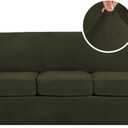 H.VERSAILTEX Modern Velvet Plush 4 Piece High Stretch Sofa Slipcover Sofa Cover Furniture Protector Form Fit Thick Velvet Sofa Cover for 3 Cushion Couch Width Up to 90 Inch (Sofa, Olive)
