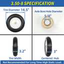 GICOOL 14.5" Wheelbarrow Flat Free Tire, Fits 4.80/4.00-8, 3.50/2.50-8, 4.00-6, 4.00-8, Wheelbarrow Wheels, 5/8" Bearing with Extra 3/4" Bearing, 3" -6" Centered Hub