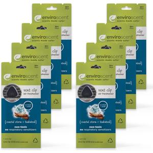 Enviroscent Non-Toxic* Car Vent Clip Air Fresheners - Single Use Auto Vent Clips - Good for All Vehicle Types -Fragrance Lasts Up to 30 Days - Coastal Storm & Teakwood Scent (8 Count)
