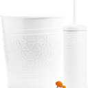 Autumn Alley White Farmhouse Bathroom Trash Can and Toilet Bowl Brush with Holder - White Bathroom Accessories Set for Charming Bathroom Dcor